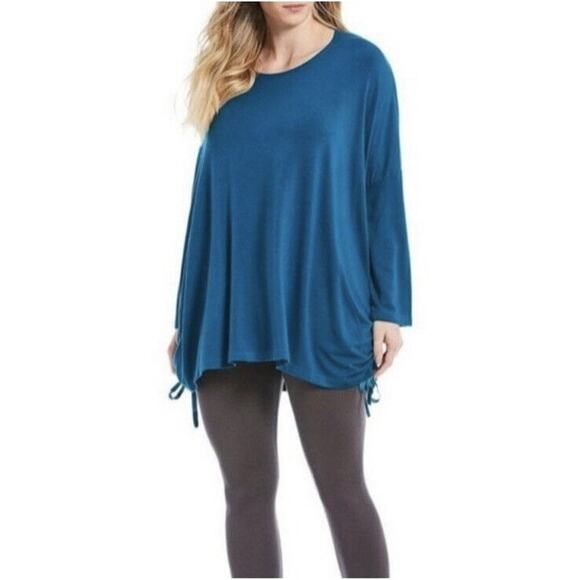 Bryn Walker Inman Ruched Long Sleeve Tunic Top Teal XL - Picture 8 of 8